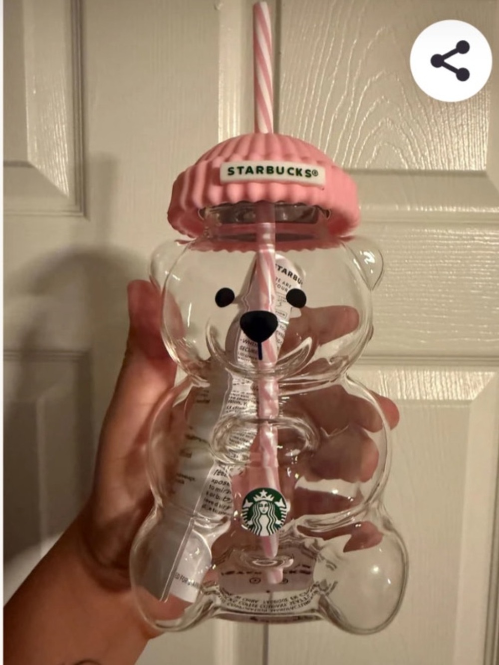 Starbucks bearista VIRAL Clear Glass Bear Cup Lid Straw teddy christmas 2026
